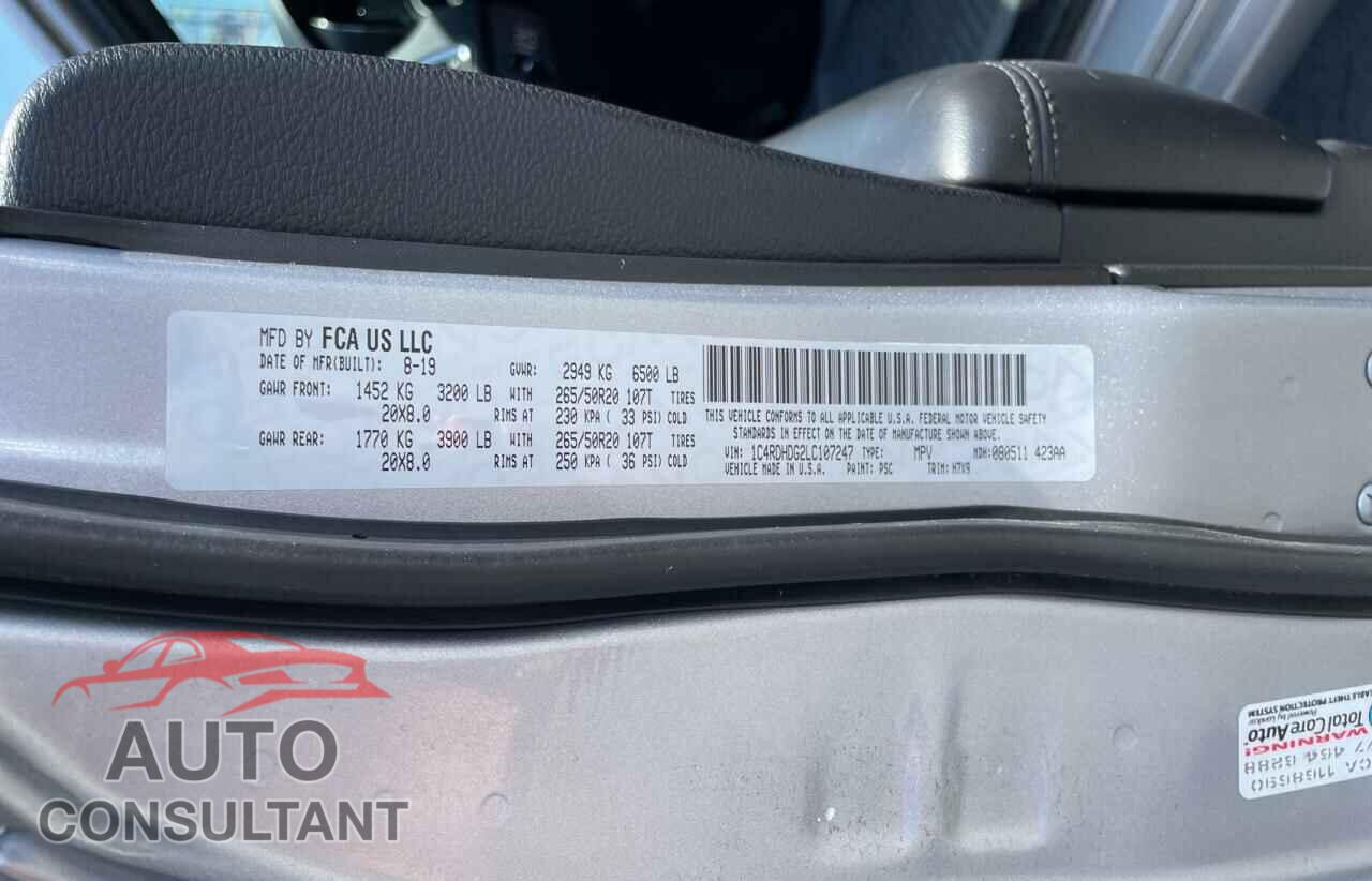 DODGE DURANGO 2020 - 1C4RDHDG2LC107247
