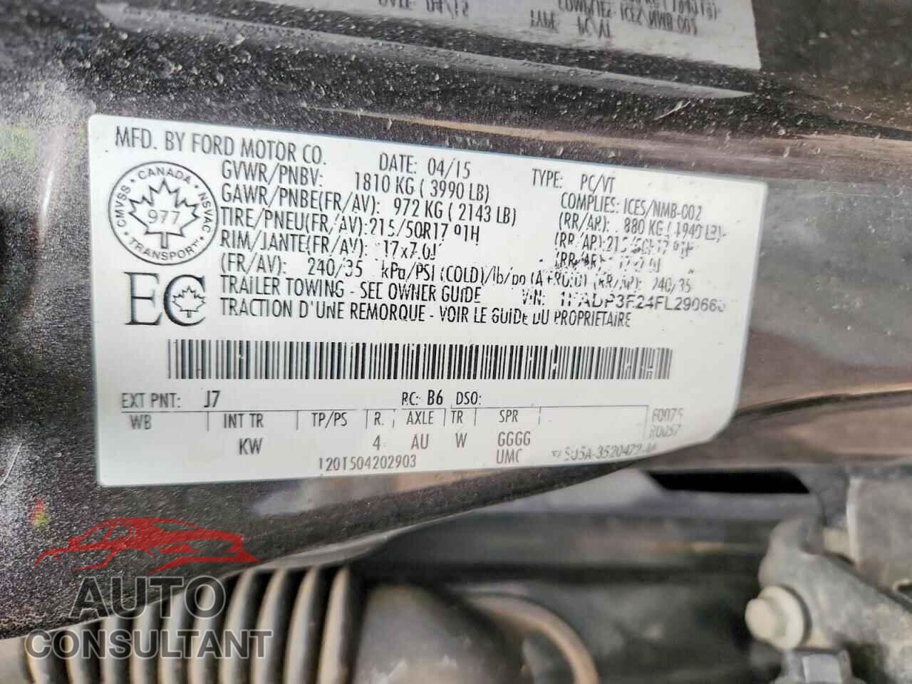 FORD FOCUS 2015 - 1FADP3F24FL290666