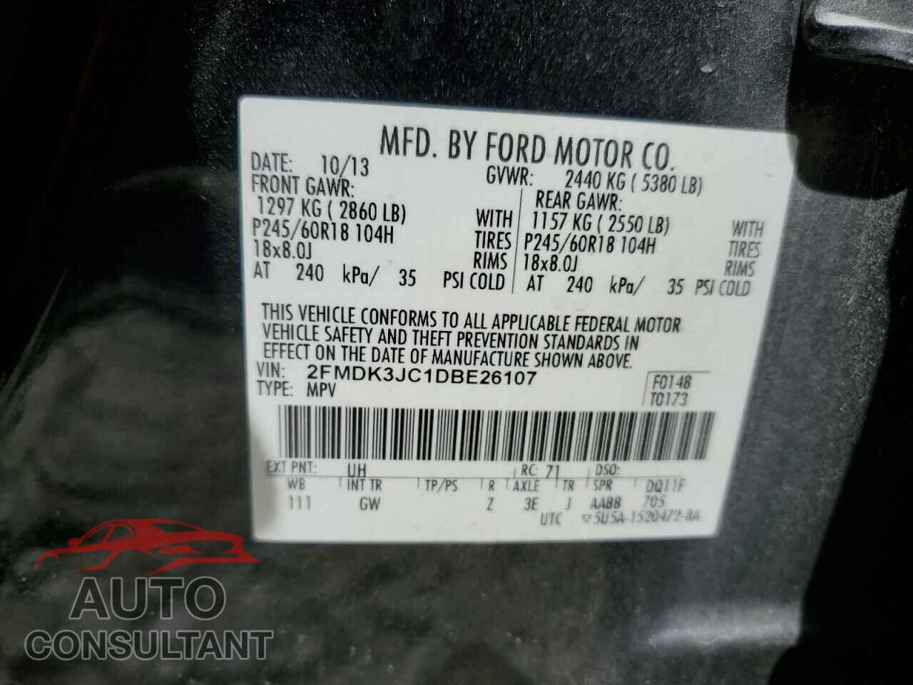 FORD EDGE 2013 - 2FMDK3JC1DBE26107