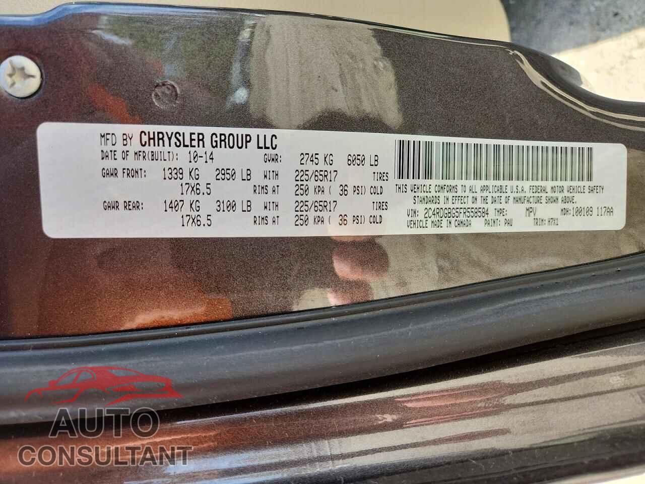 DODGE CARAVAN 2015 - 2C4RDGBG5FR558584