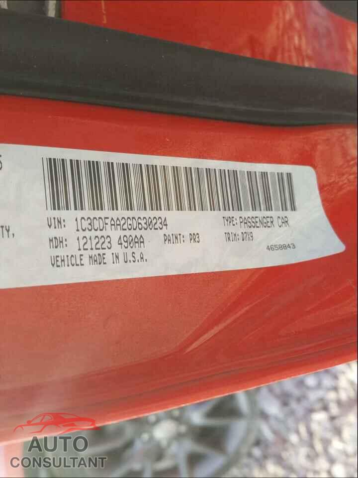 DODGE DART 2016 - 1C3CDFAA2GD630234