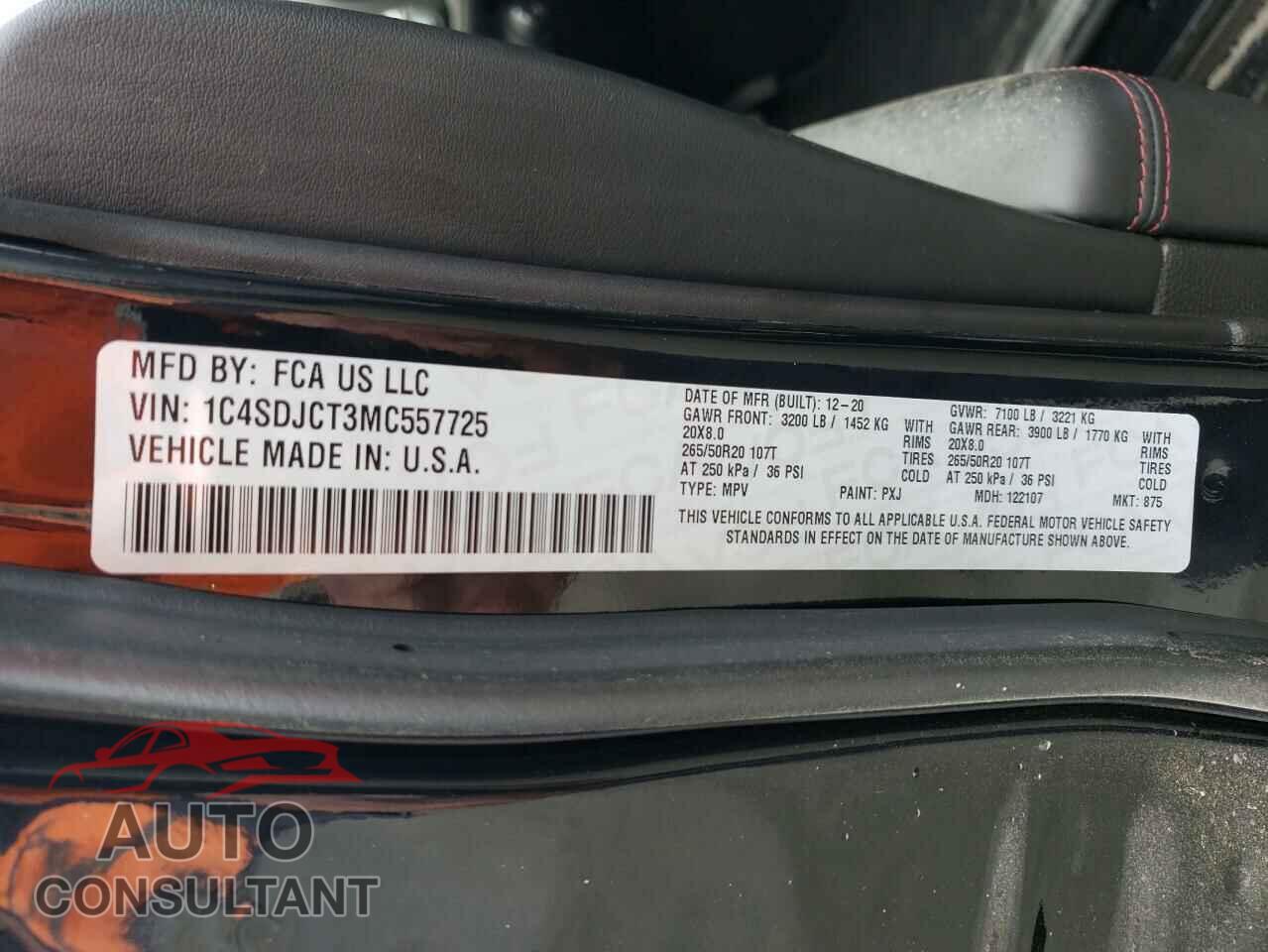 DODGE DURANGO 2021 - 1C4SDJCT3MC557725