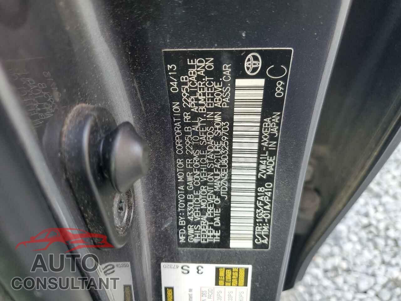 TOYOTA PRIUS 2013 - JTDZN3EU8D3259703