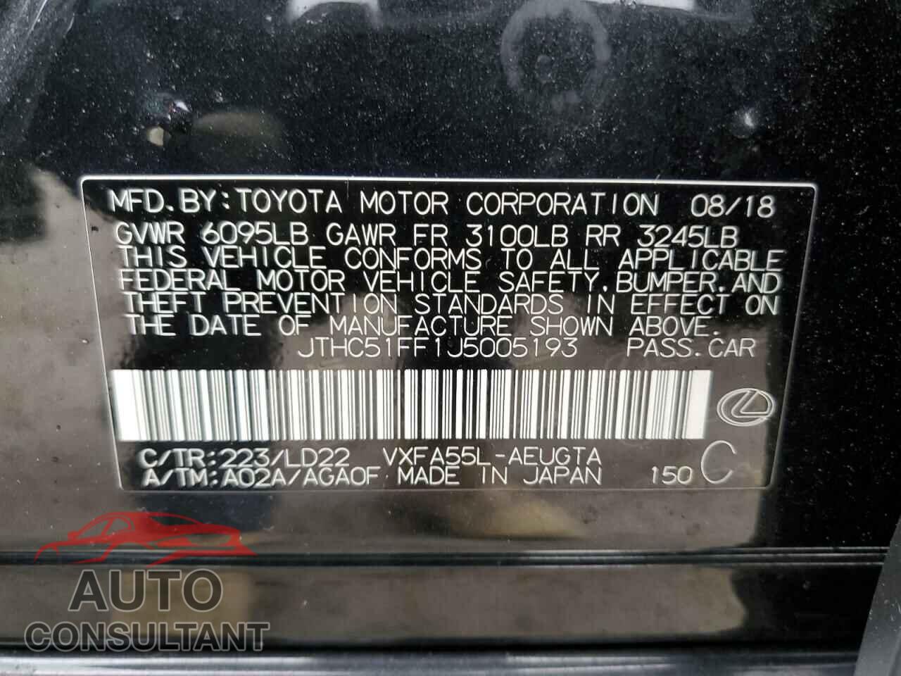 LEXUS LS500 2018 - JTHC51FF1J5005193