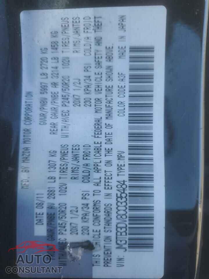 MAZDA CX-9 2012 - JM3TB3DV8C0335484