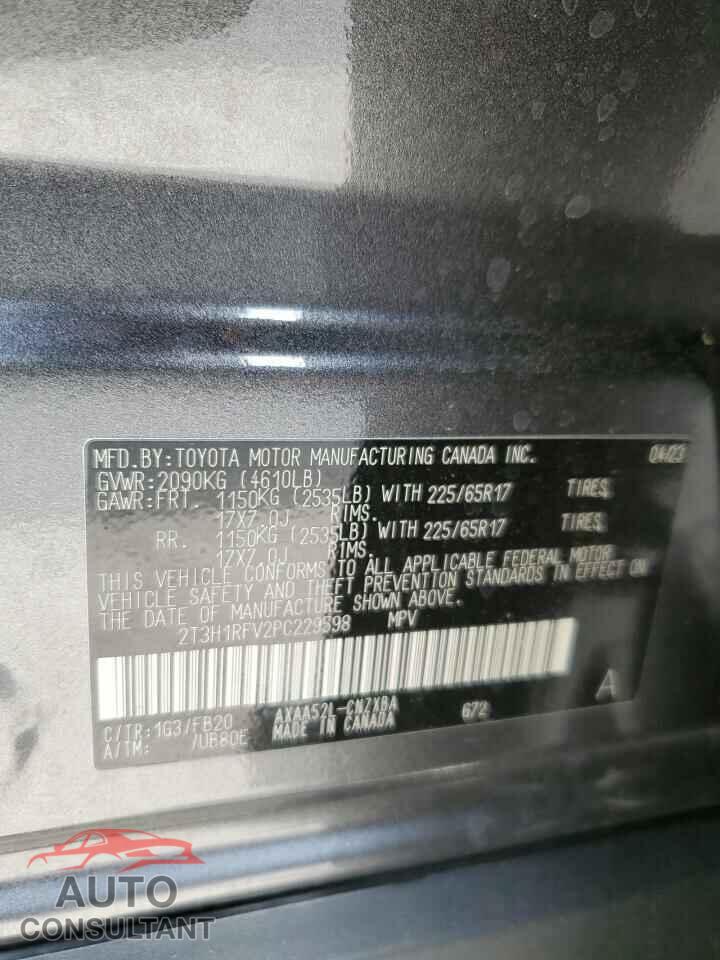 TOYOTA RAV4 2023 - 2T3H1RFV2PC229598