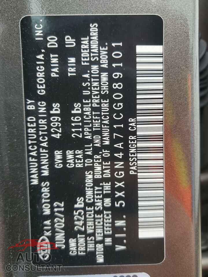 KIA OPTIMA 2012 - 5XXGN4A71CG089101