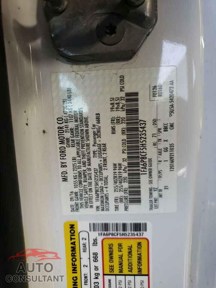 FORD MUSTANG 2017 - 1FA6P8CF5H5235437