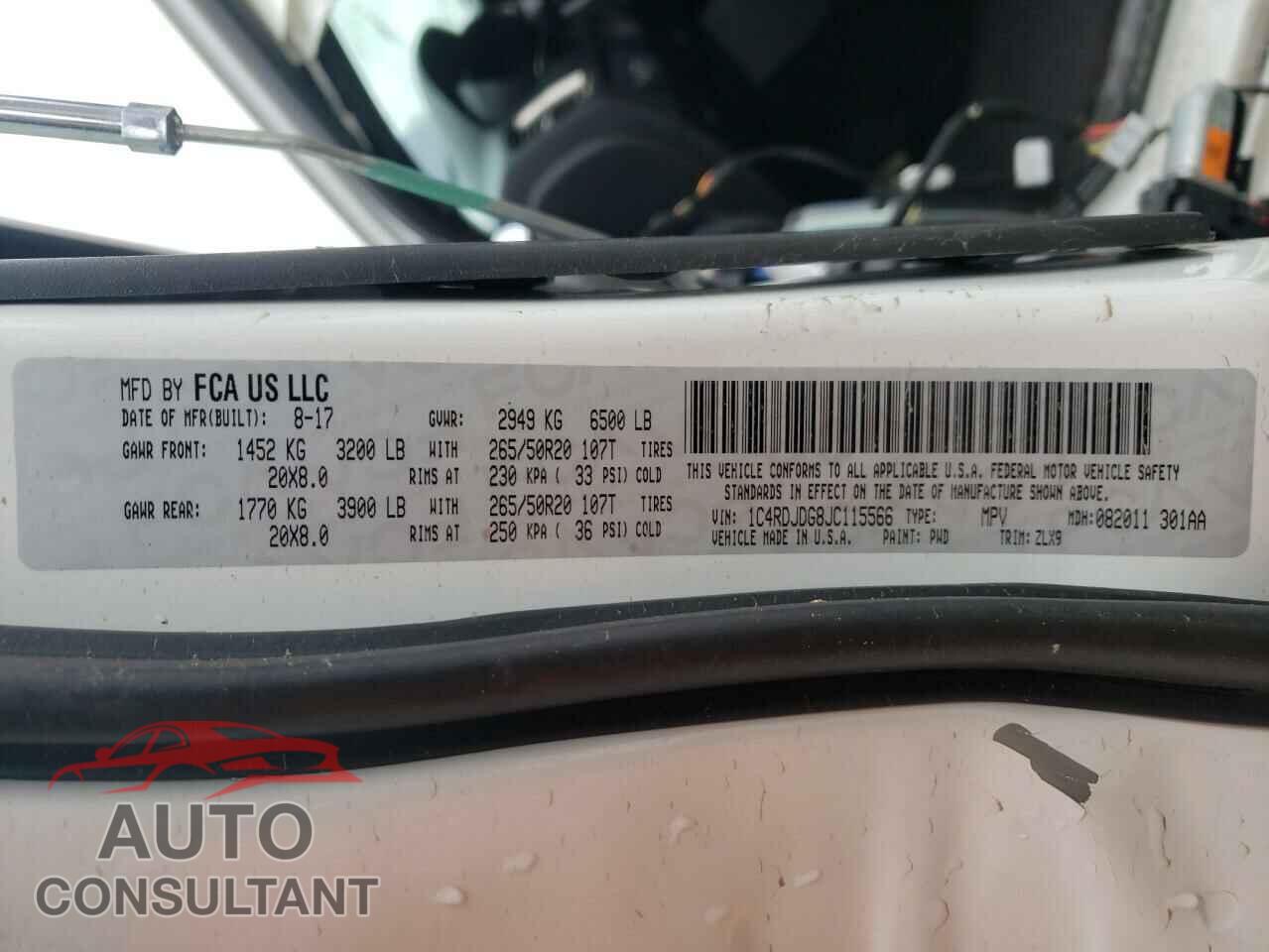 DODGE DURANGO 2018 - 1C4RDJDG8JC115566