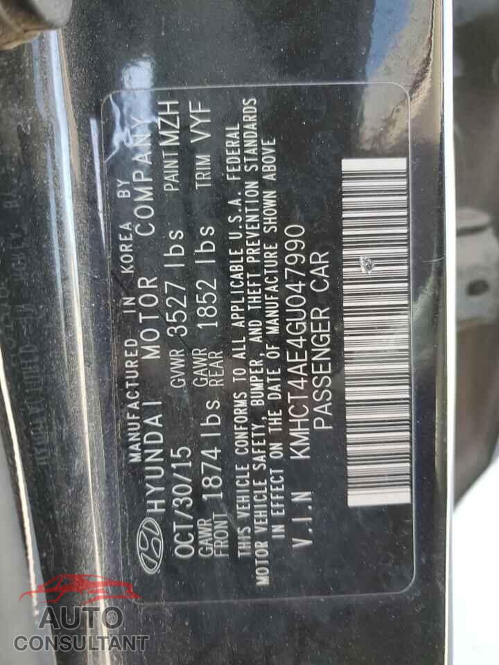 HYUNDAI ACCENT 2016 - KMHCT4AE4GU047990