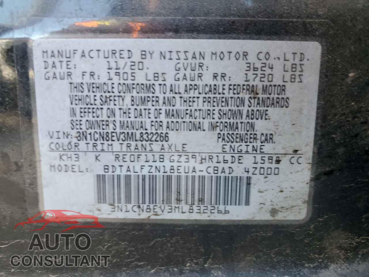 NISSAN VERSA 2021 - 3N1CN8EV3ML832266