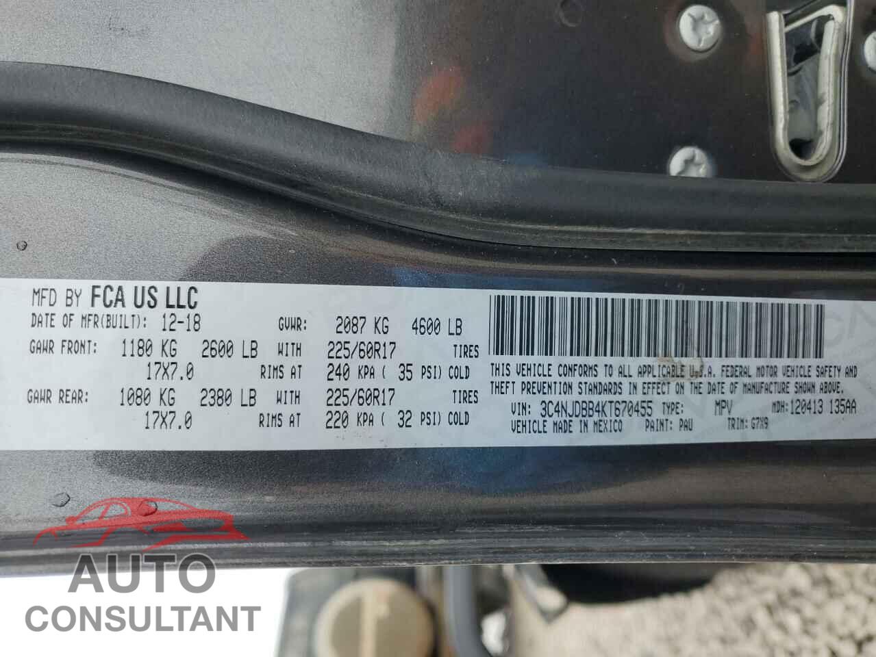 JEEP COMPASS 2019 - 3C4NJDBB4KT670455