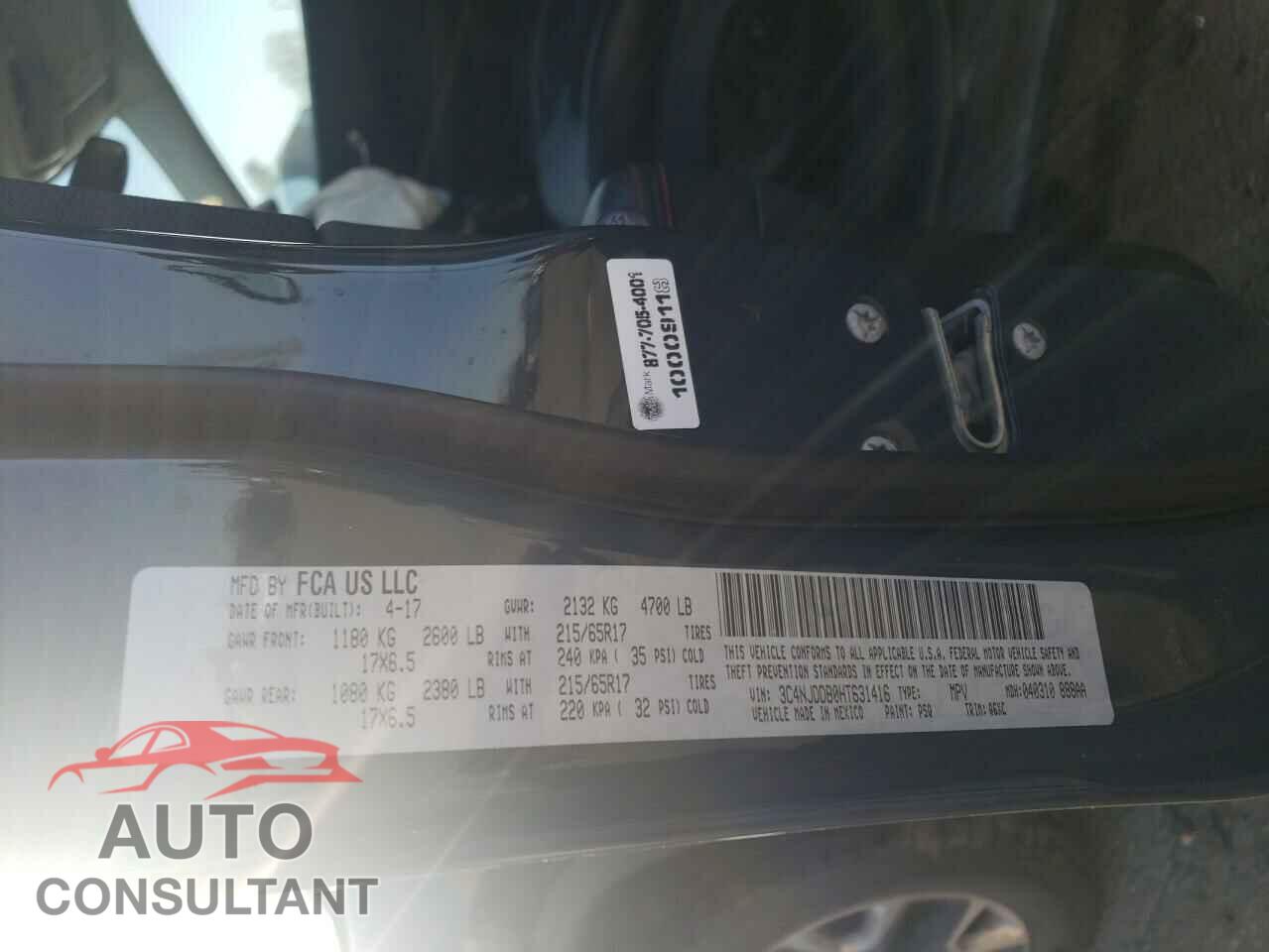 JEEP COMPASS 2017 - 3C4NJDDB0HT631416