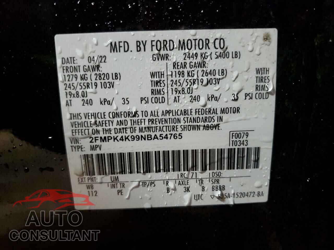 FORD EDGE 2022 - 2FMPK4K99NBA54765