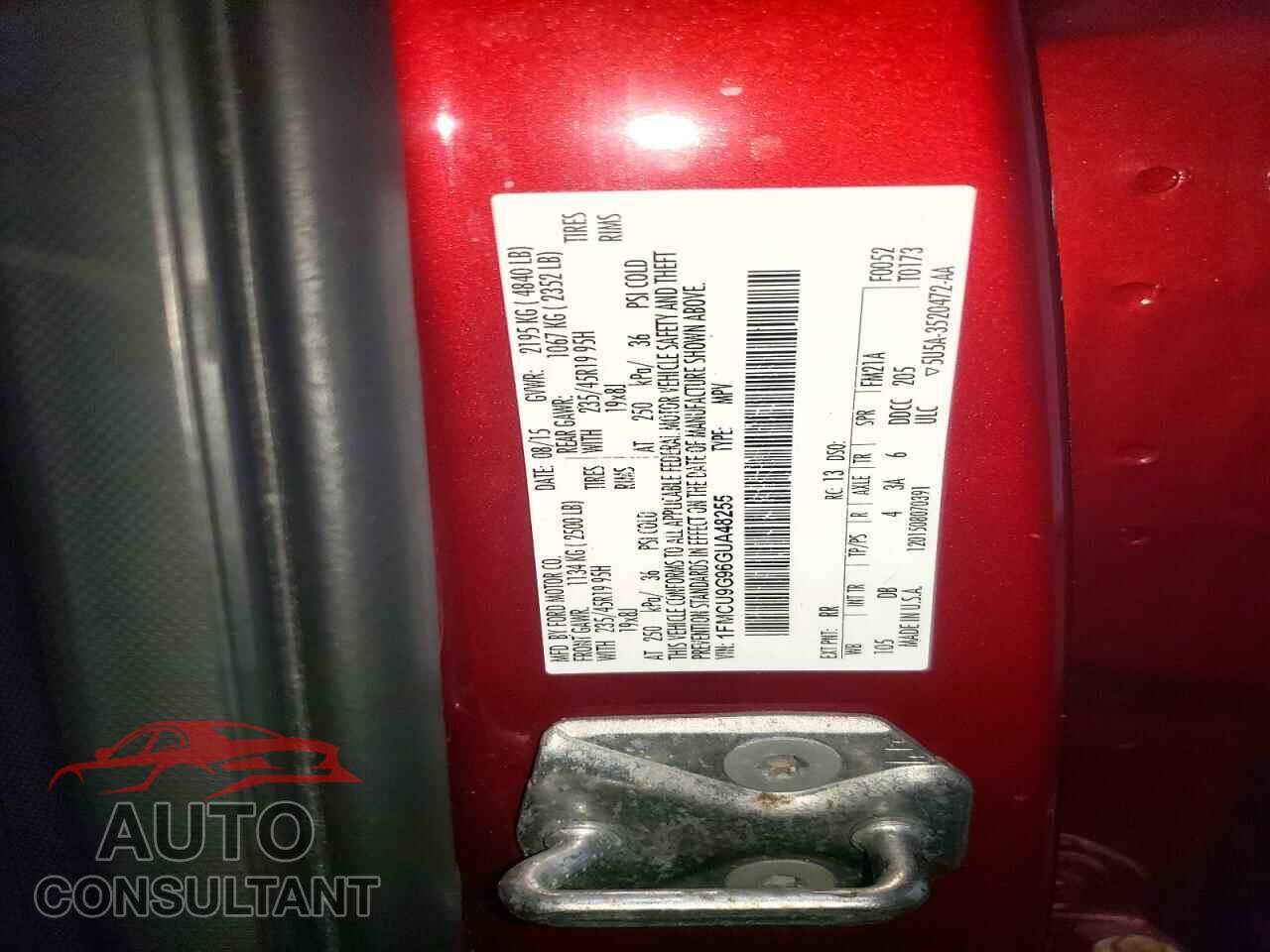FORD ESCAPE 2016 - 1FMCU9G96GUA48255