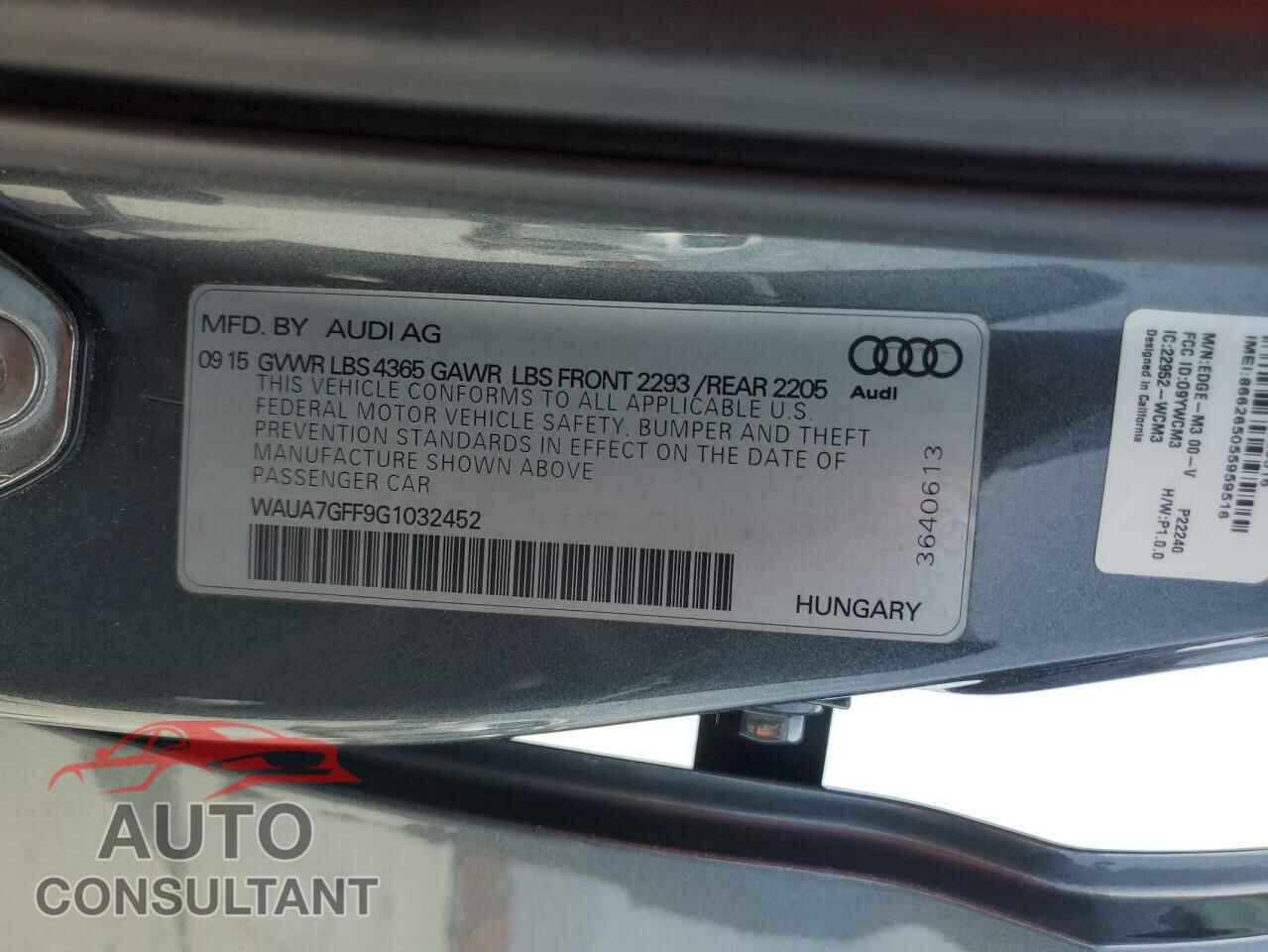 AUDI A3 2016 - WAUA7GFF9G1032452