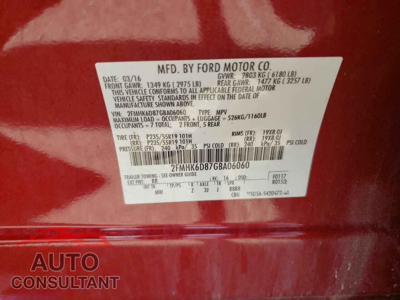 FORD FLEX 2016 - 2FMHK6D87GBA06060