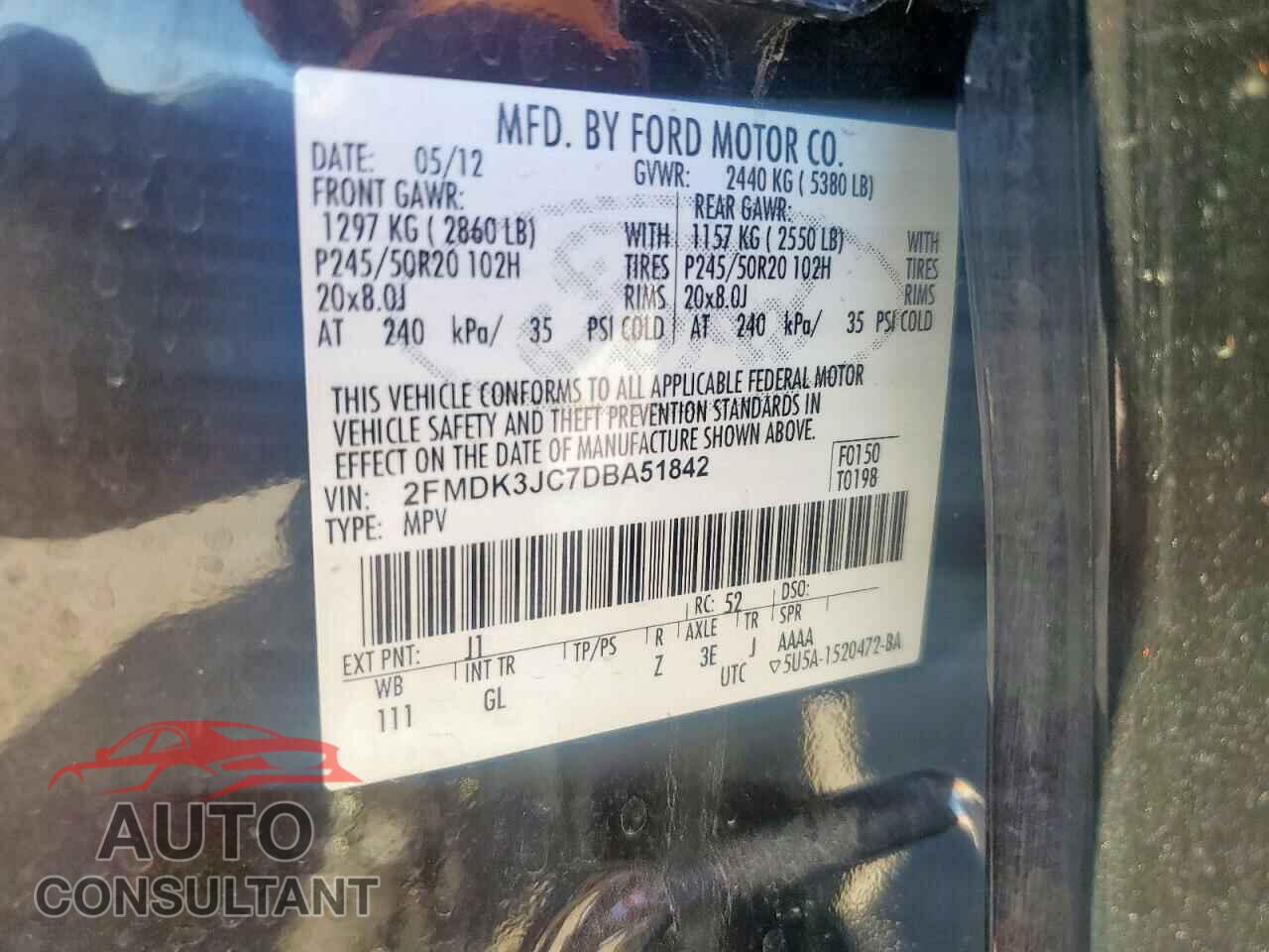 FORD EDGE 2013 - 2FMDK3JC7DBA51842