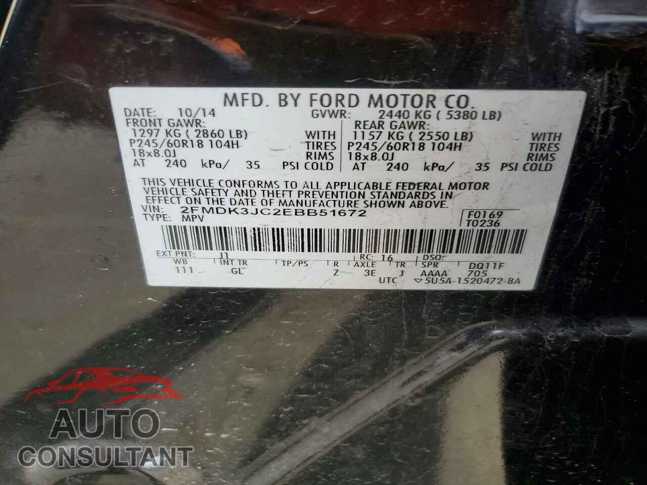 FORD EDGE 2014 - 2FMDK3JC2EBB51672