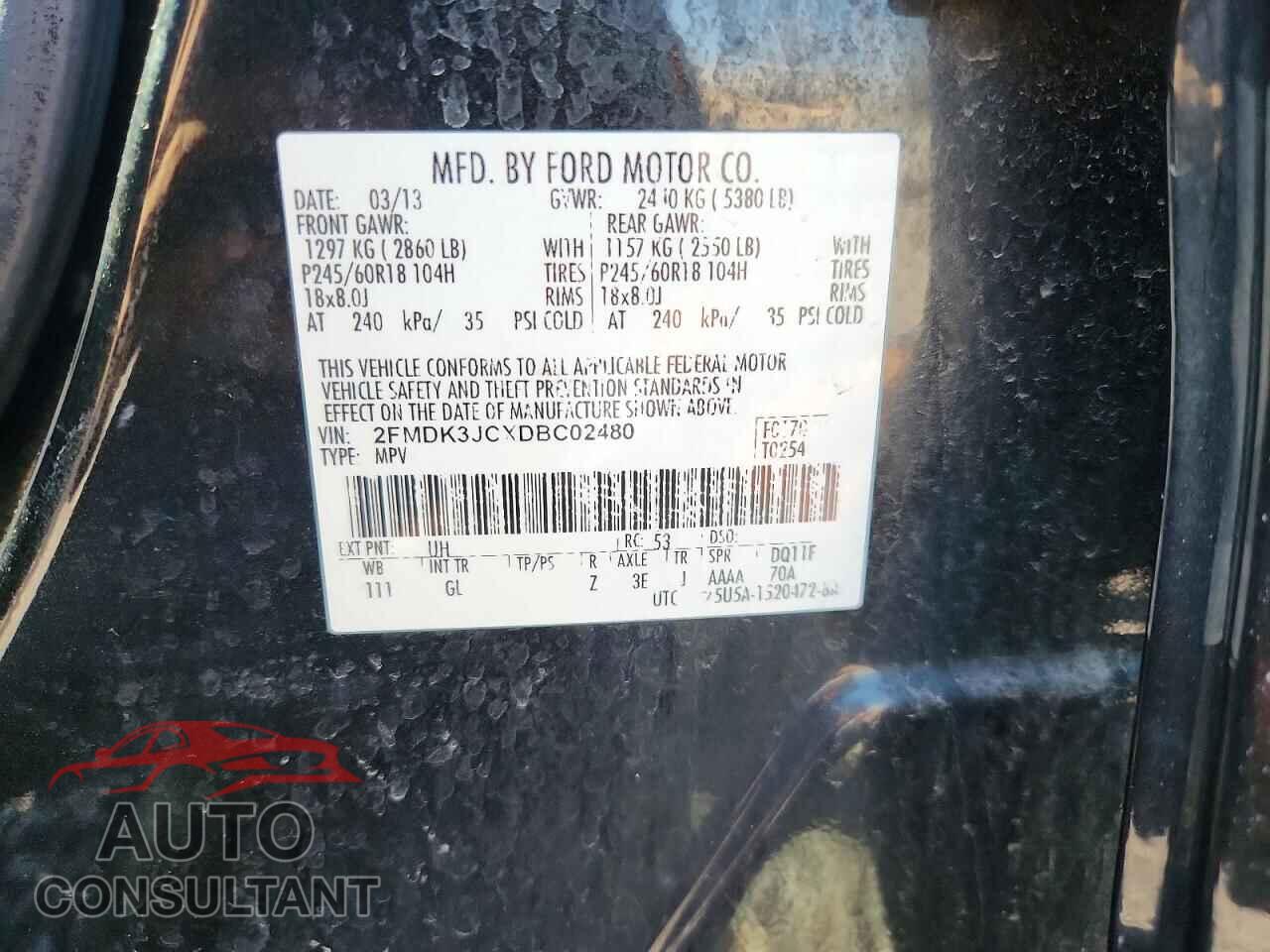 FORD EDGE 2013 - 2FMDK3JCXDBC02480
