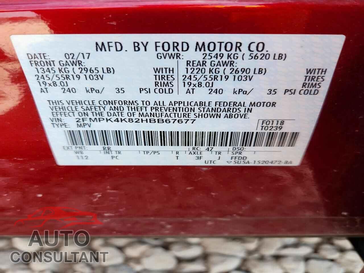 FORD EDGE 2017 - 2FMPK4K82HBB67677
