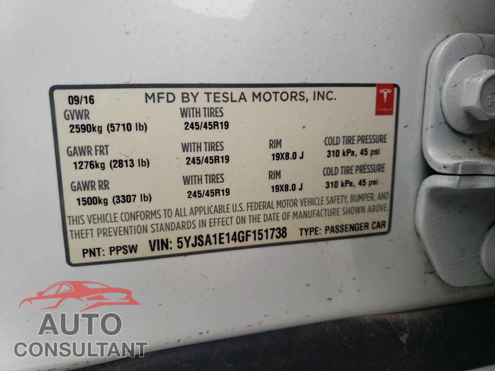 TESLA MODEL S 2016 - 5YJSA1E14GF151738