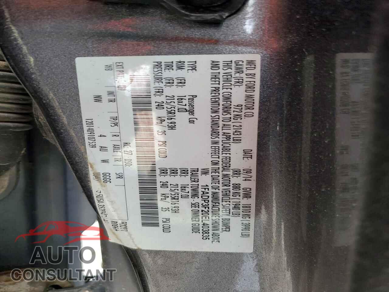FORD FOCUS 2014 - 1FADP3F20EL403835