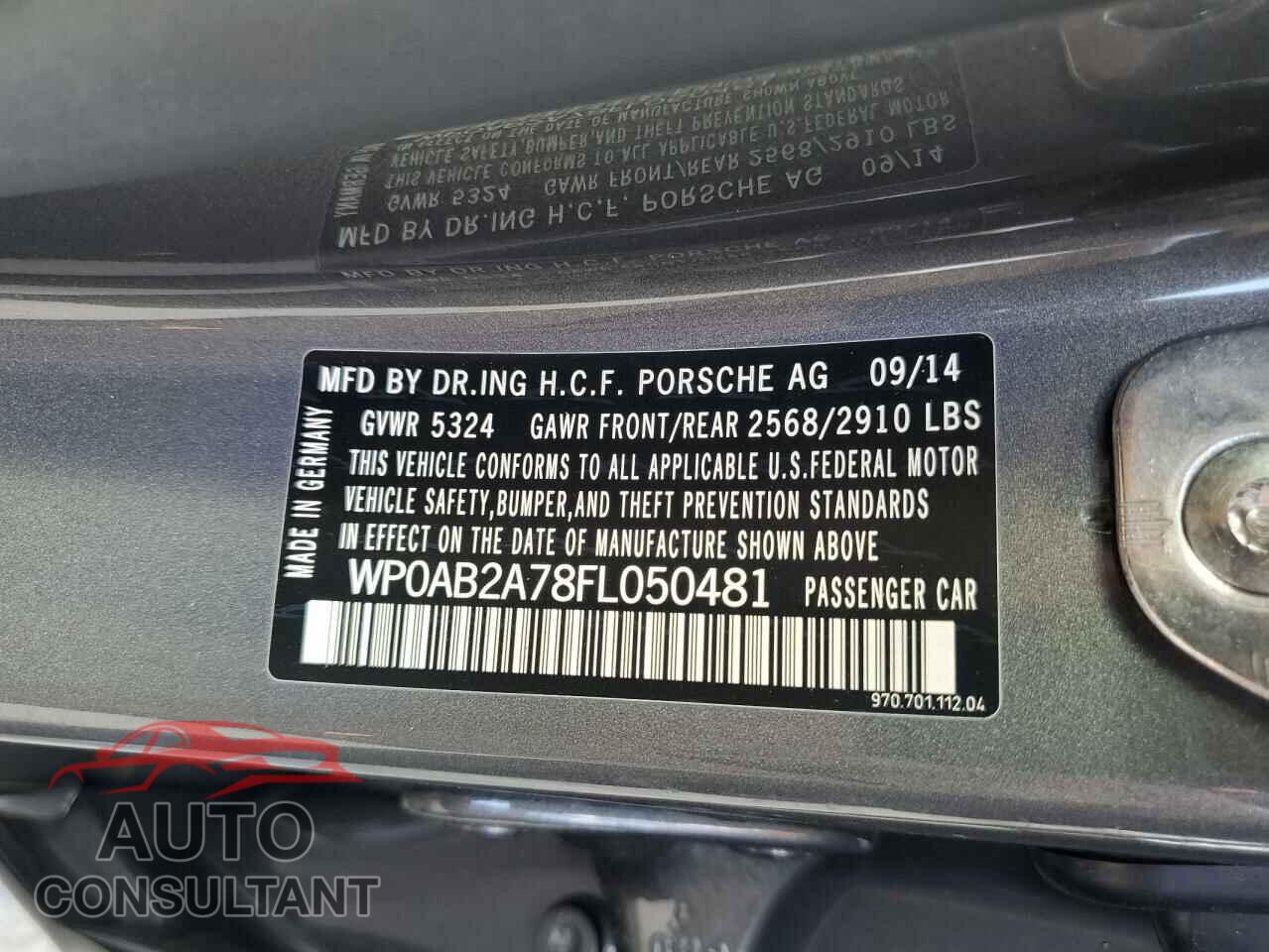 PORSCHE PANAMERA 2015 - WP0AB2A78FL050481