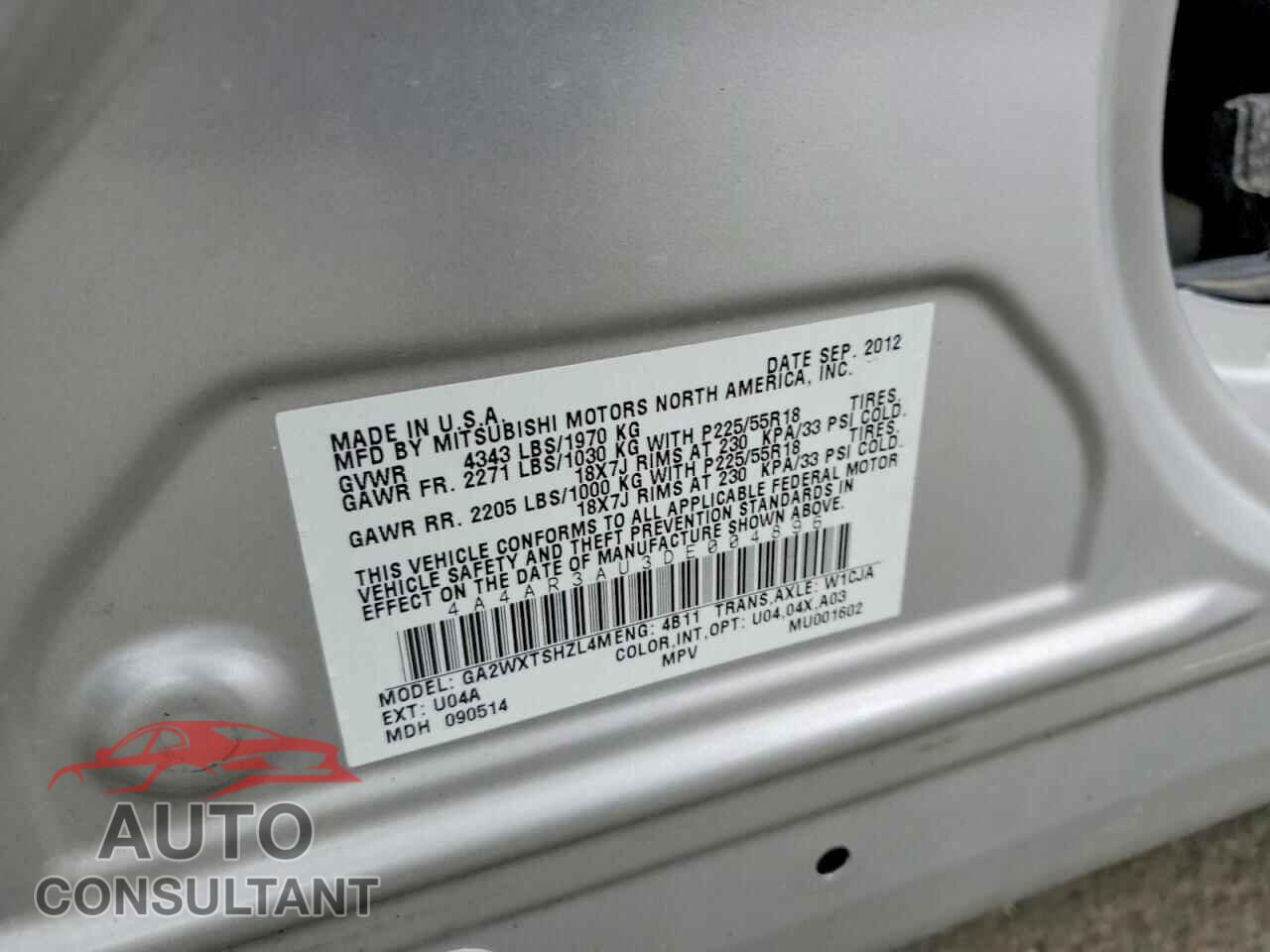 MITSUBISHI OUTLANDER 2013 - 4A4AR3AU3DE004896
