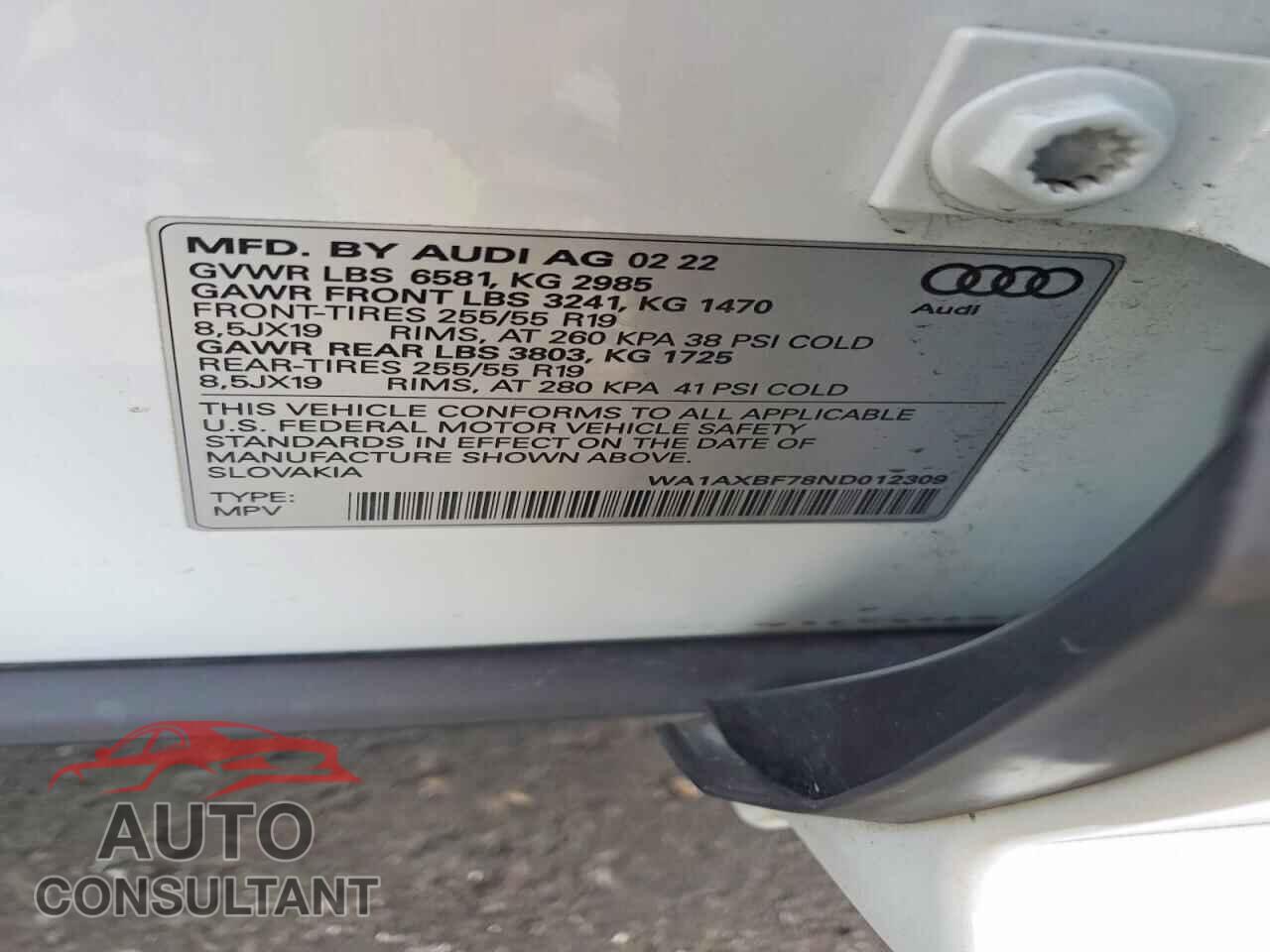 AUDI Q7 2022 - WA1AXBF78ND012309