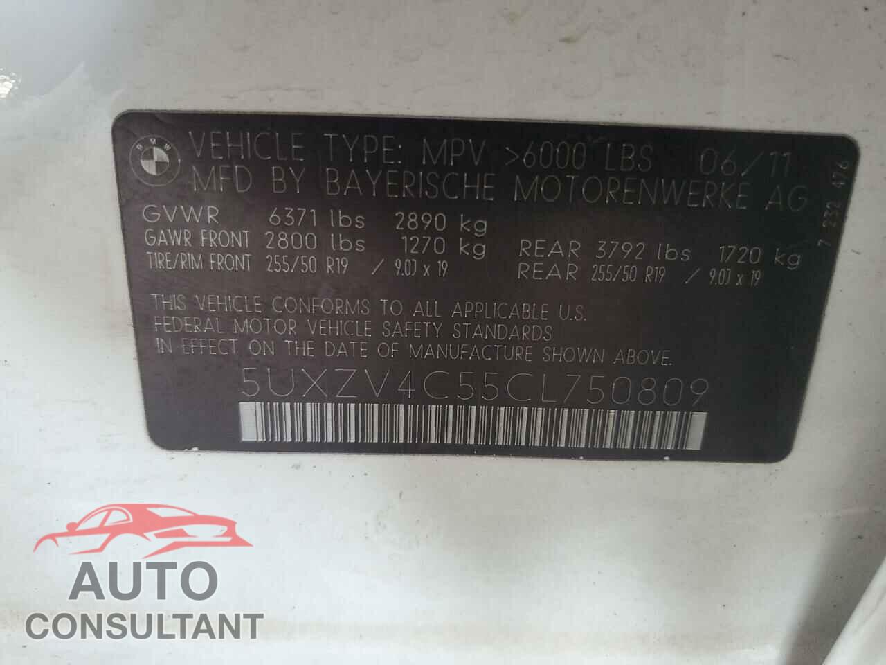BMW X5 2012 - 5UXZV4C55CL750809