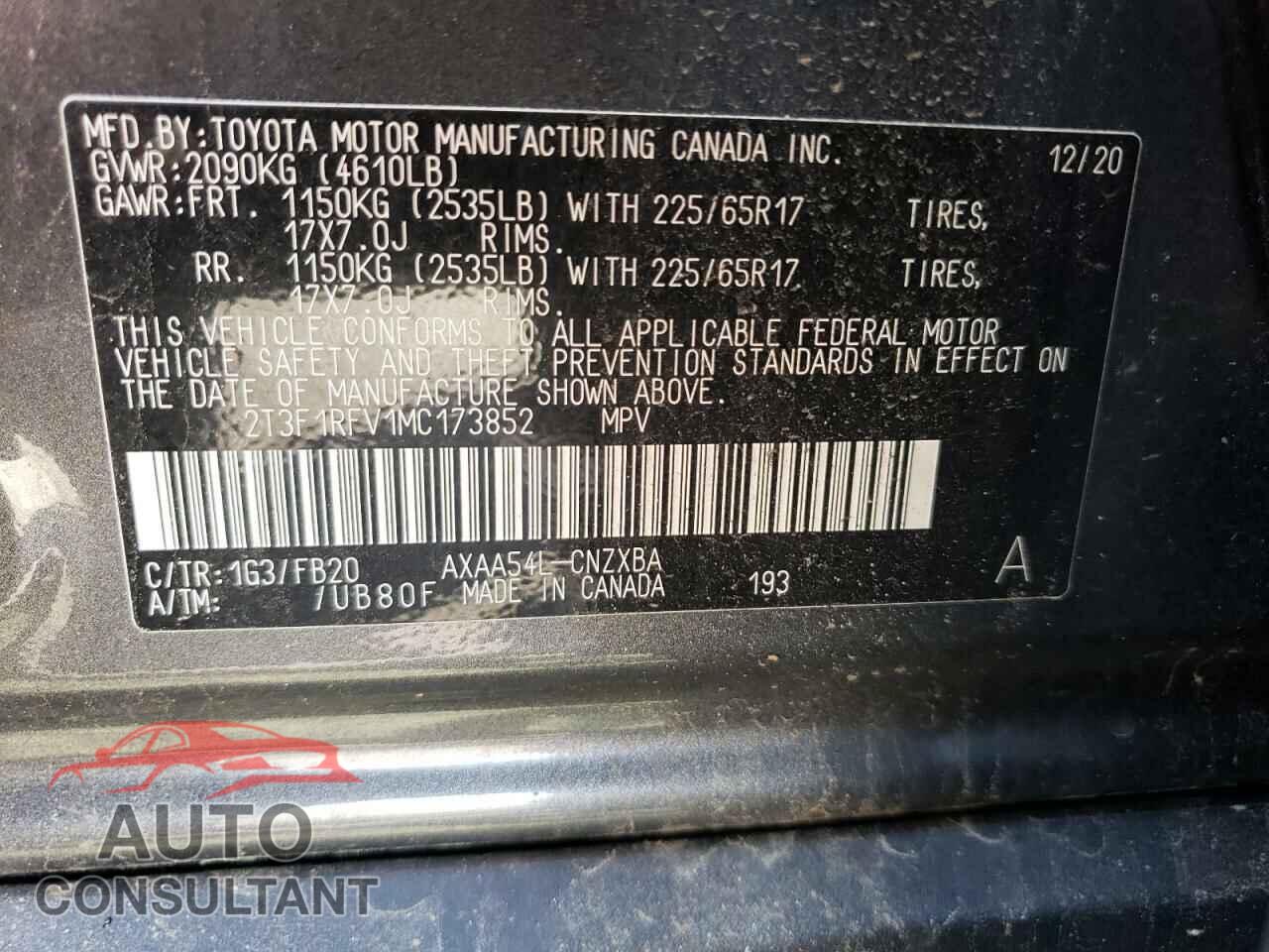 TOYOTA RAV4 2021 - 2T3F1RFV1MC173852