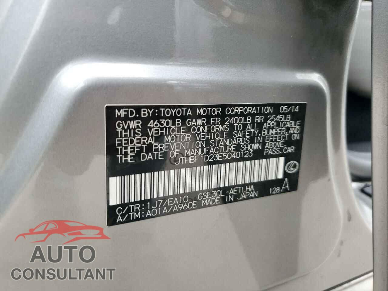 LEXUS IS 2014 - JTHBF1D23E5040123