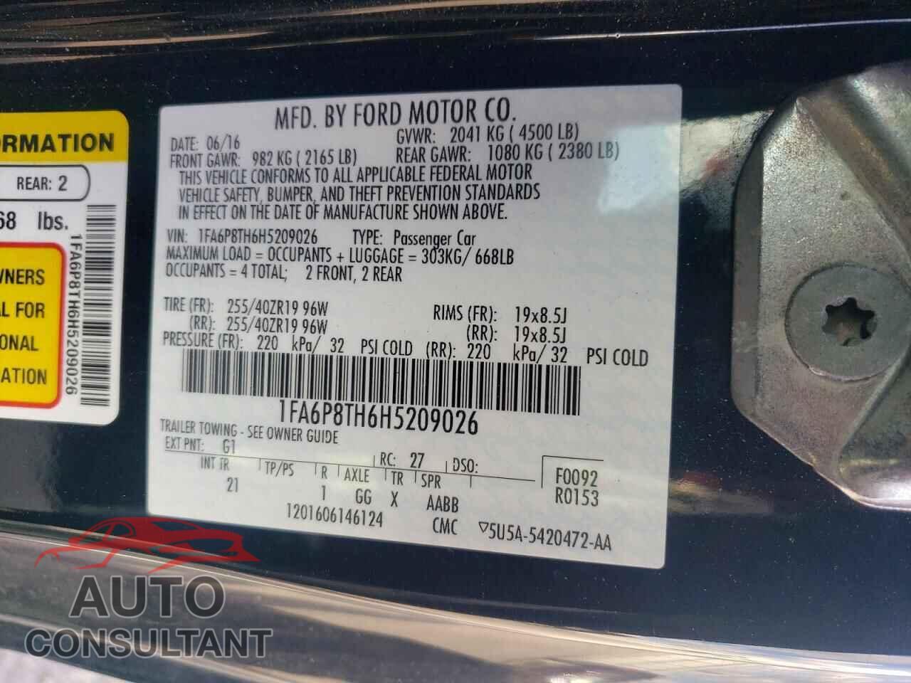 FORD ALL Models 2017 - 1FA6P8TH6H5209026