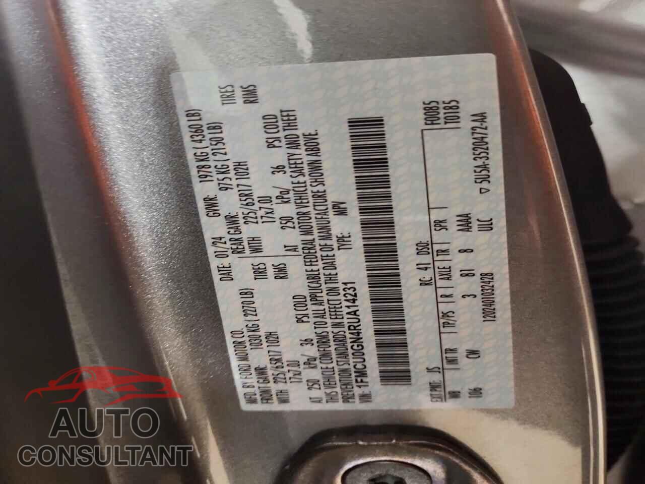 FORD ESCAPE 2024 - 1FMCU0GN4RUA14231