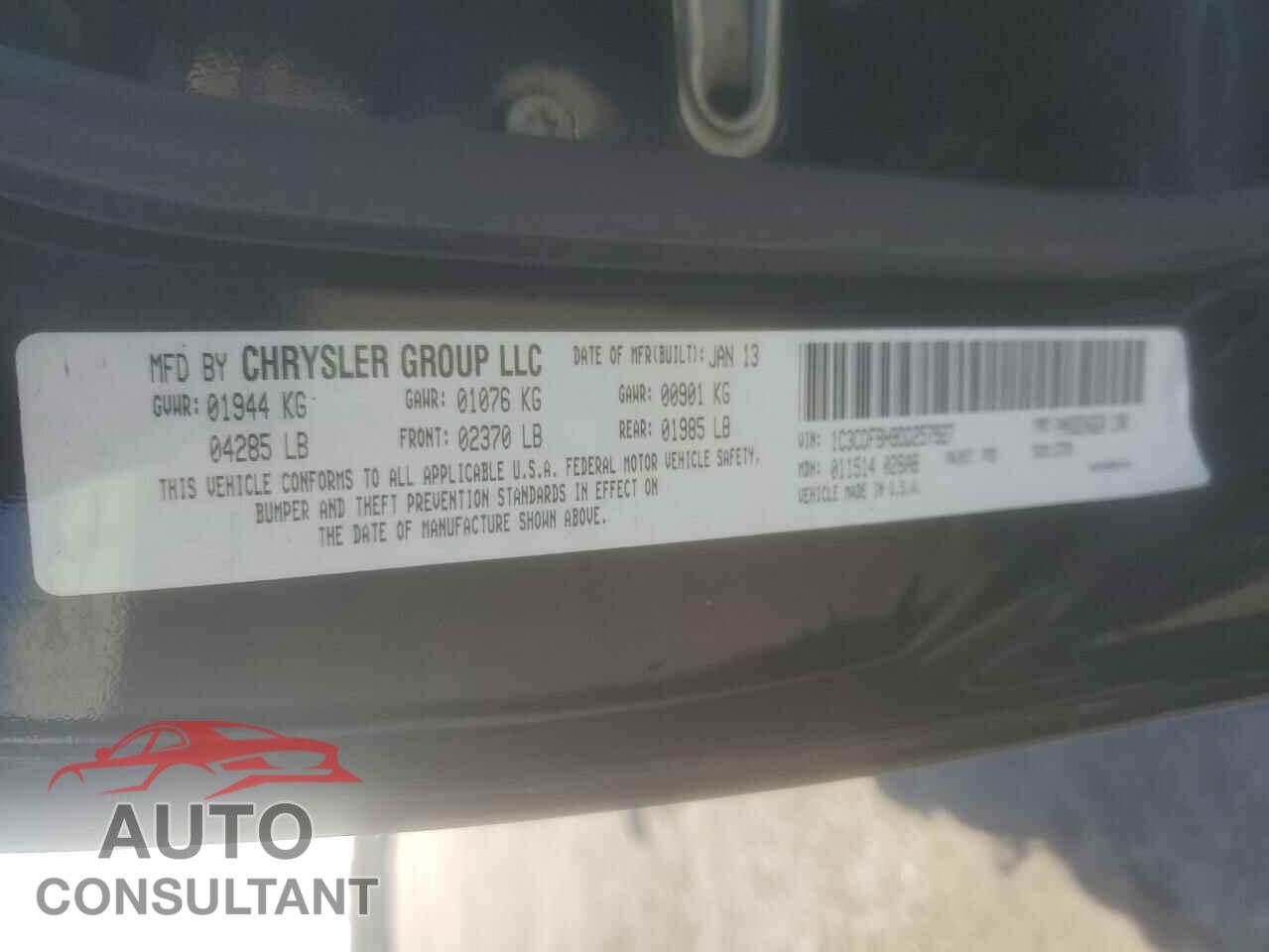 DODGE DART 2013 - 1C3CDFBH9DD257927