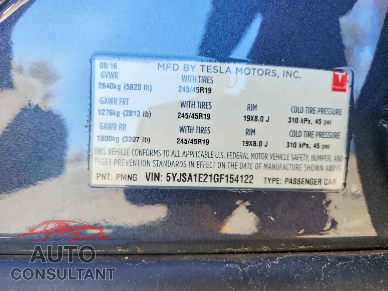 TESLA MODEL S 2016 - 5YJSA1E21GF154122