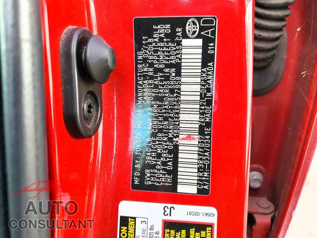 TOYOTA COROLLA 2011 - 2T1BU4EEXBC577958