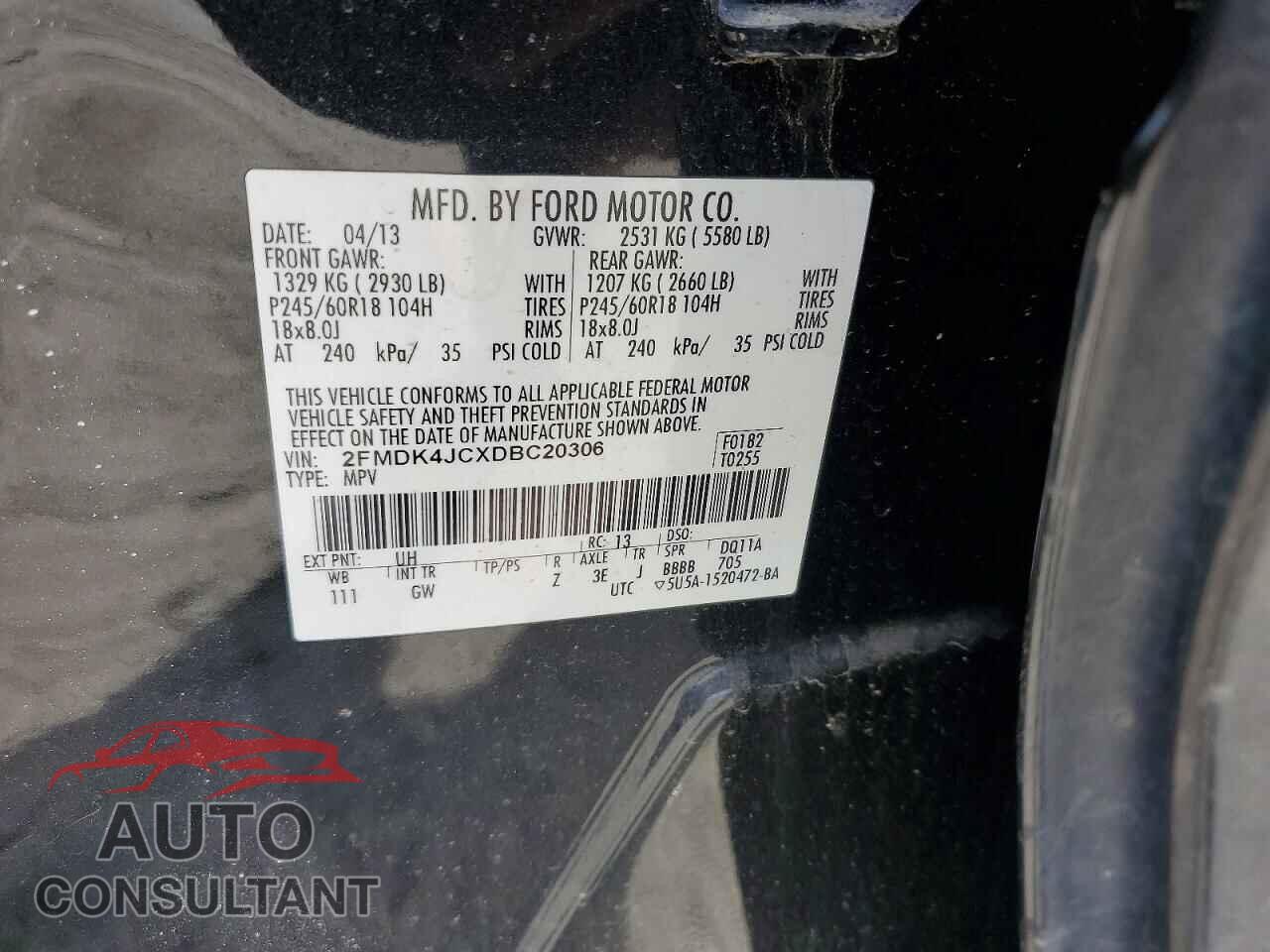 FORD EDGE 2013 - 2FMDK4JCXDBC20306