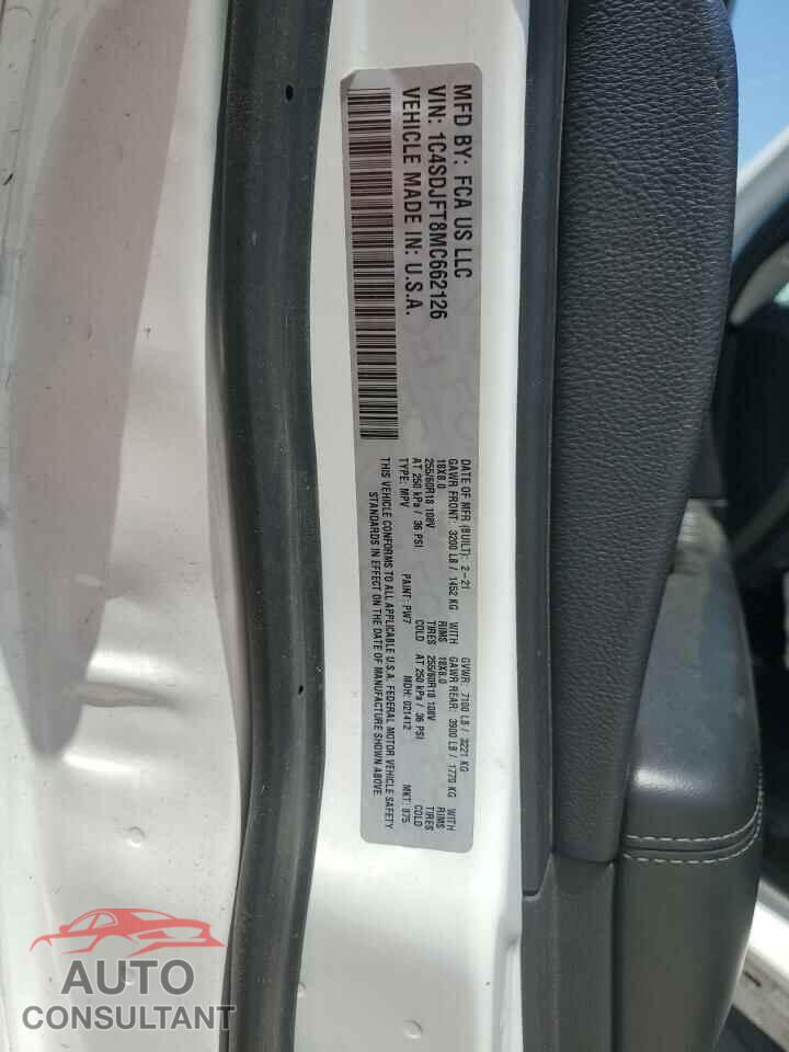 DODGE DURANGO 2021 - 1C4SDJFT8MC662126