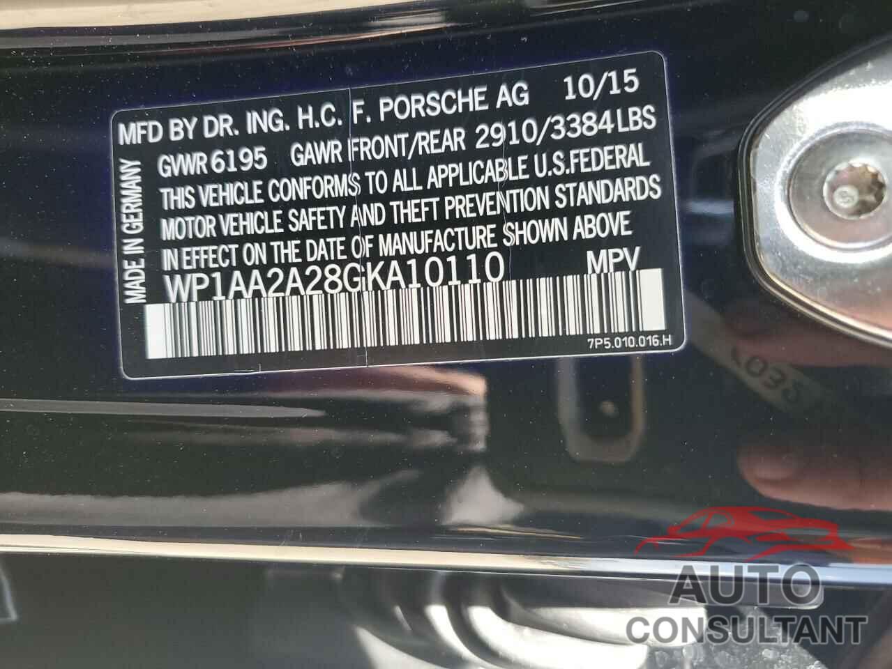 PORSCHE CAYENNE 2016 - WP1AA2A28GKA10110
