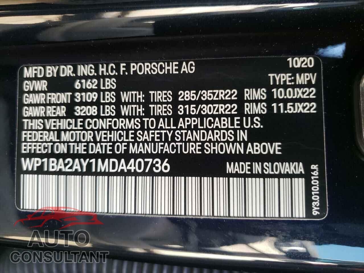PORSCHE CAYENNE 2021 - WP1BA2AY1MDA40736