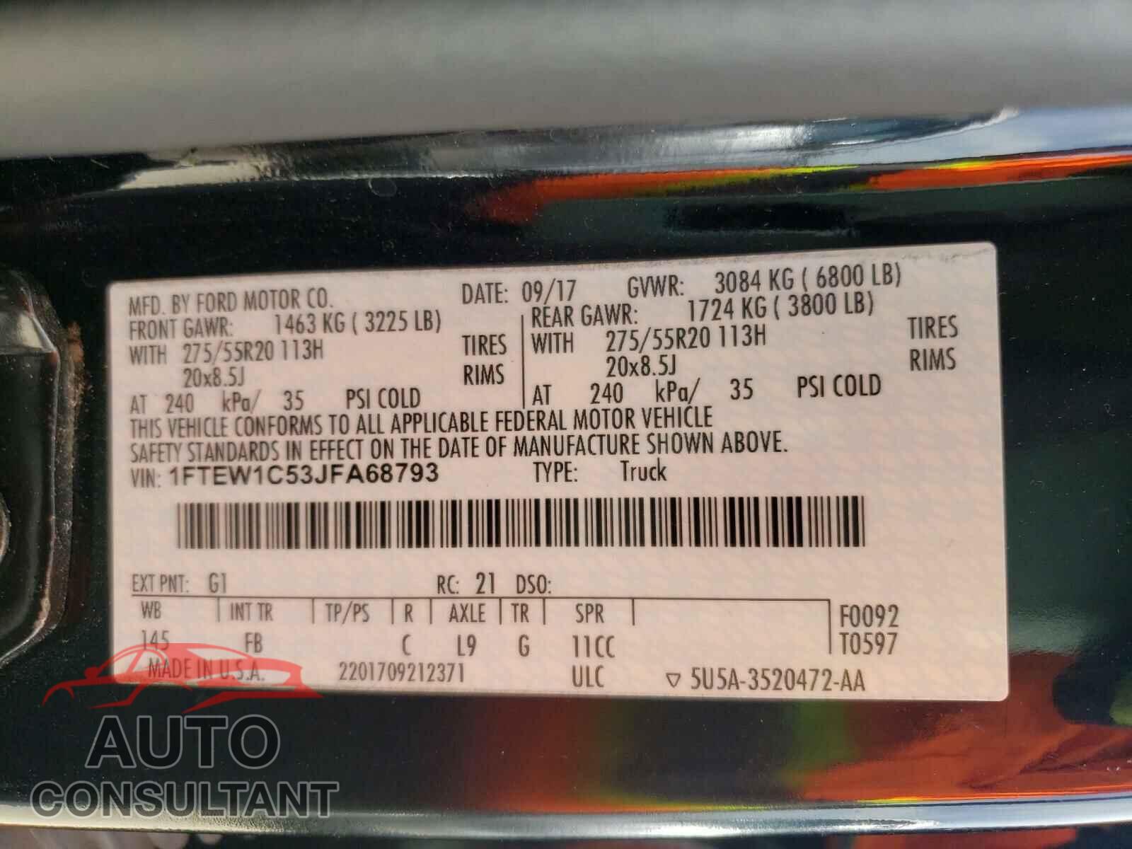 FORD F150 2018 - 1FTEW1C53JFA68793