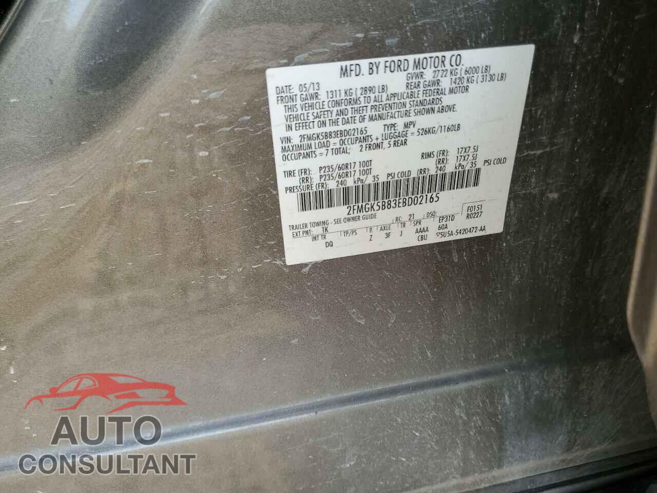 FORD FLEX 2014 - 2FMGK5B83EBD02165