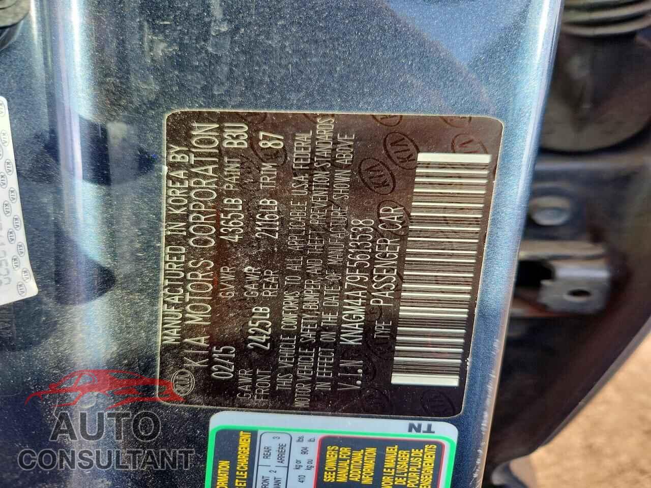 KIA OPTIMA 2015 - KNAGM4A79F5613538