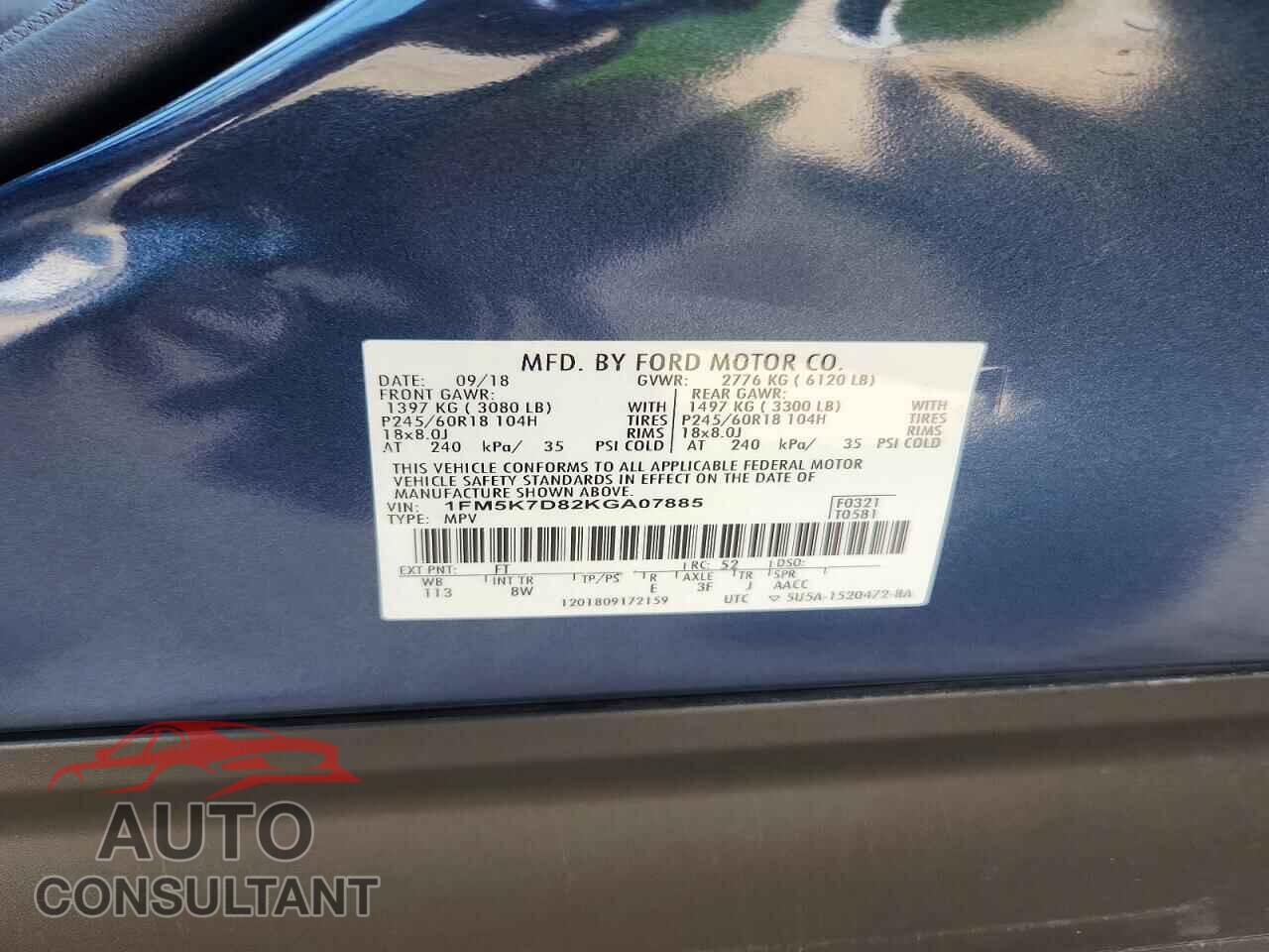 FORD EXPLORER 2019 - 1FM5K7D82KGA07885