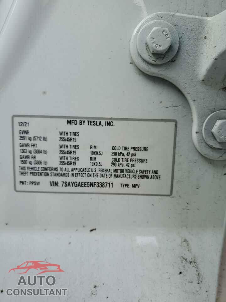 TESLA MODEL Y 2022 - 7SAYGAEE5NF338711