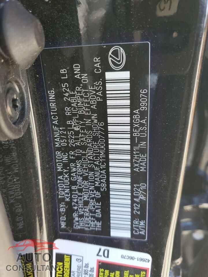 LEXUS ES300 2021 - 58ADA1C11MU007776