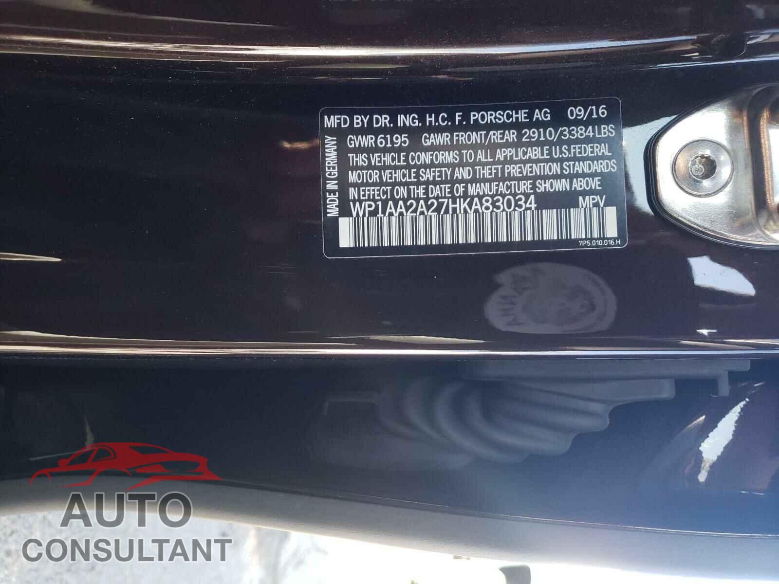 PORSCHE CAYENNE 2017 - WP1AA2A27HKA83034
