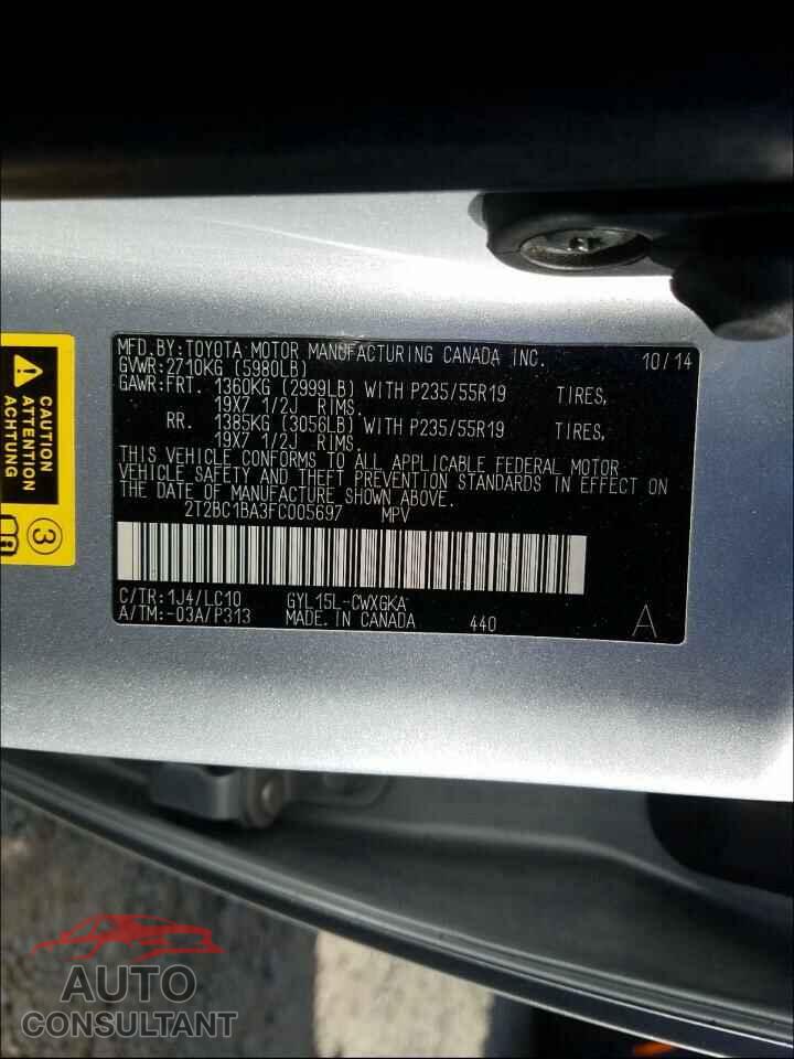 LEXUS RX450 2015 - 2T2BC1BA3FC005697